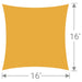SS-16 Tenshon Square Shade Sail features a 16-foot by 16-foot square design with curved edges for large outdoor shade applications