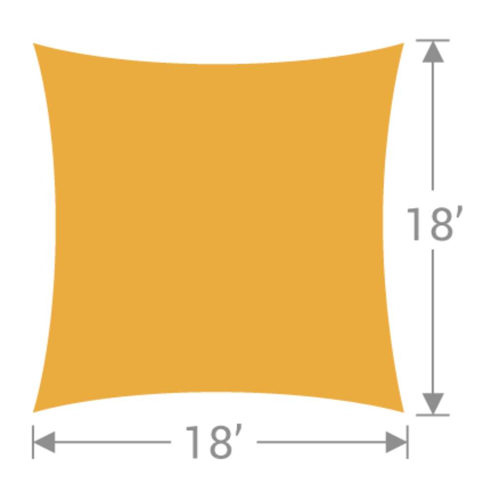 SS-18 Tenshon Square Shade Sail features an 18-foot by 18-foot square canopy with curved edges for large outdoor sun protection