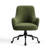 Sage Palisades Recycled Chenille Crate & Barrel Bellevue Upholstered Office Chair in sage green chenille with a cushioned seat and black caster base