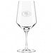 San Francisco 49ers Crate & Barrel NFL Tour 18oz Red Wine Glass, Set of 4 featuring the 49ers oval “SF” logo etched on a clear stemmed wine glass