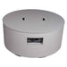 Sand Pebble Warming Trends AON Steel Circular Fire Pit Table in light gray shows a closed top and exposed control panel