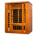 Seen from the right, Golden Designs Dynamic Bellagio 3 Person Low EMF Far Infrared Sauna shows its bronze glass door, side carbon panels and bench heater