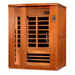 Seen from the right, Golden Designs Dynamic Lugano 3 Person Low EMF Far Infrared Sauna shows its bronze glass door, side carbon panels and bench heater