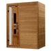 Seen from the right, Golden Designs Dynamic Toscana Elite 3 Person Ultra Low EMF Far Infrared Sauna shows its hemlock side wall, glass door and wide front panel