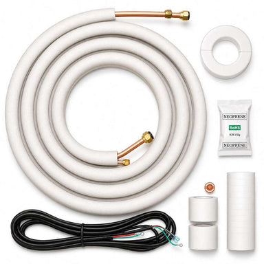 Senville 16ft. Insulated Line Set - 3/8'' and 5/8" includes insulated copper refrigerant tubing, communication wire, wall cover, tape, and installation accessories for mini split systems