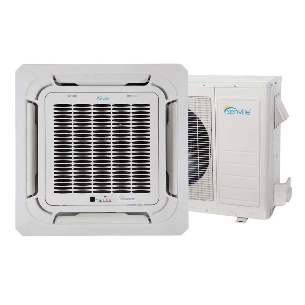 Senville 18000 BTU Ceiling Cassette Air Conditioner - Heat Pump - SENA/18HF/IC complete indoor and outdoor HVAC system