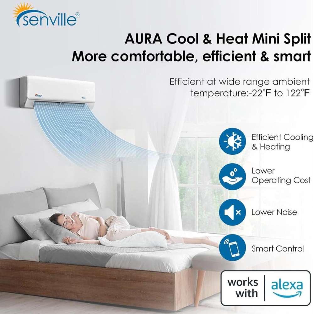 Senville 18000 BTU Mini Split Air Conditioner - Heat Pump - ELITE Series provides efficient heating, cooling, quiet performance, and smart controls