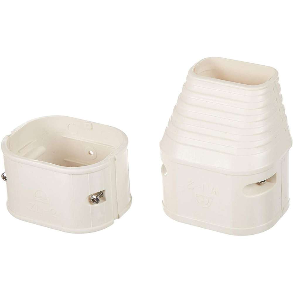 Senville 20ft. Line Set Cover Kit for Mini Split AC showing an end cap and a flexible wall entry cover for a neat, finished installation