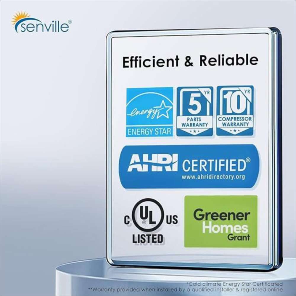 Senville 24000 BTU Central Air Conditioner Heat Pump System - SENDC-24HF includes Energy Star, AHRI, and UL certified performance