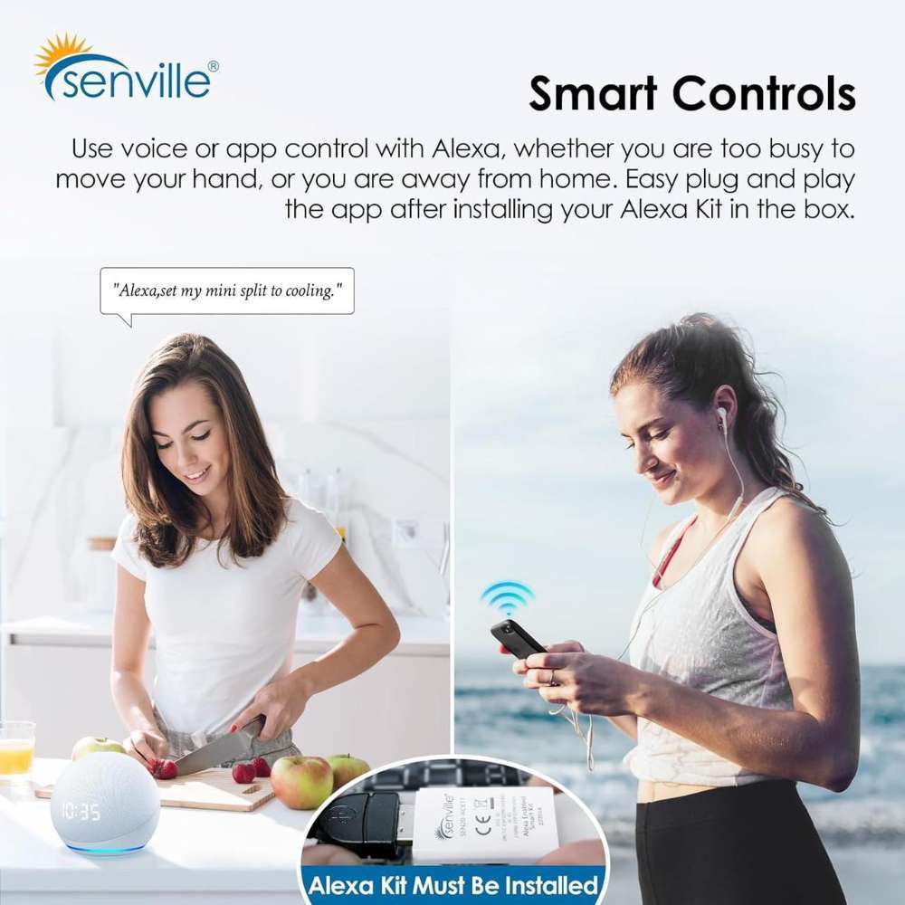 Senville 24000 BTU Mini Split Air Conditioner - Heat Pump - ELITE Series with Alexa voice control and smartphone connectivity