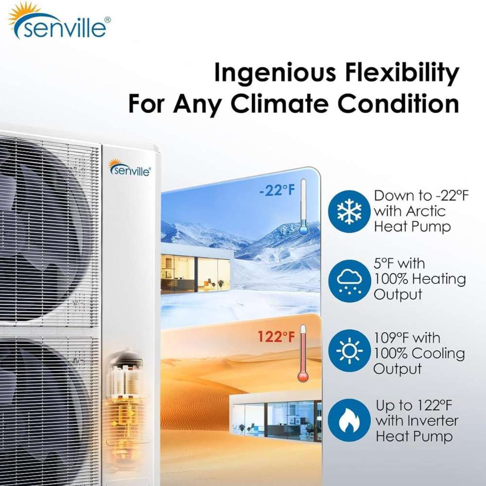 Senville 48000 BTU Central Air Conditioner Heat Pump System - SENDC-48HF delivers reliable heating and cooling in extreme temperatures