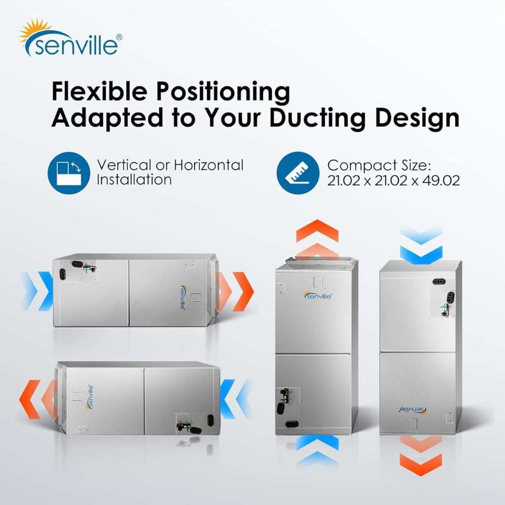 Senville 48000 BTU Central Air Conditioner Heat Pump System - SENDC-48HF designed for flexible vertical or horizontal installation