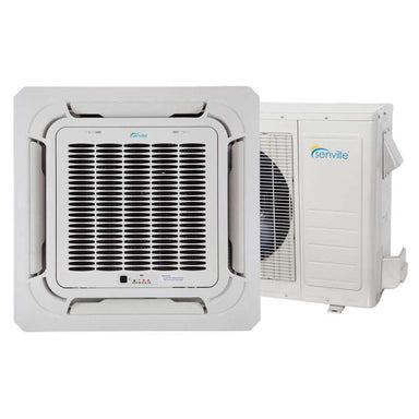 Senville 9000 BTU Ceiling Cassette Air Conditioner - Heat Pump - SENA/09HF/IC indoor and outdoor mini split system components