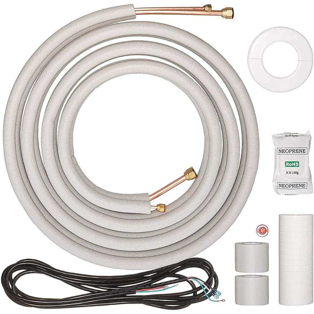 Senville 9000 BTU Ceiling Cassette Air Conditioner - Heat Pump - SENA/09HF/IC installation kit with insulated line set and wiring