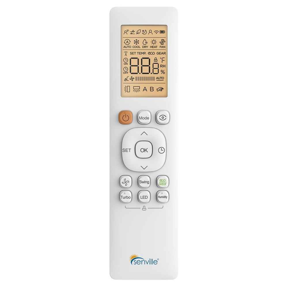 Senville 12000 BTU Mini Split Air Conditioner - Heat Pump - SENA12HF comes with a user-friendly remote that has a digital screen and multiple buttons