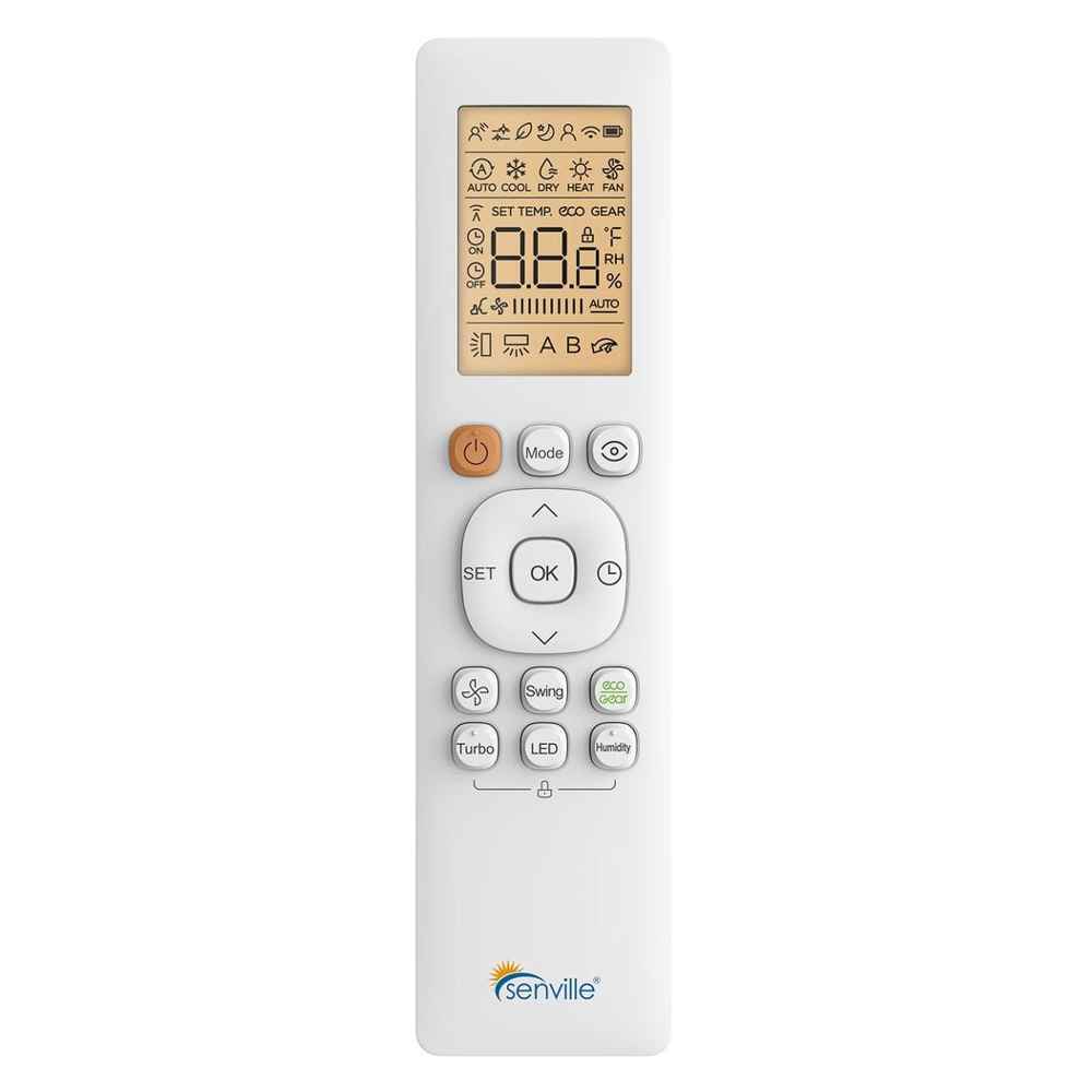 Senville 18000 BTU Mini Split Air Conditioner - Heat Pump - SENA18HF includes a smart remote control with LED screen and multiple function buttons