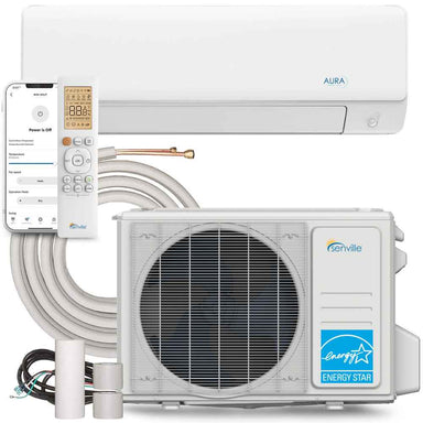Senville 24000 BTU Mini Split Air Conditioner - Heat Pump - SENA24HF includes indoor and outdoor units, remote, tubing, and smart control