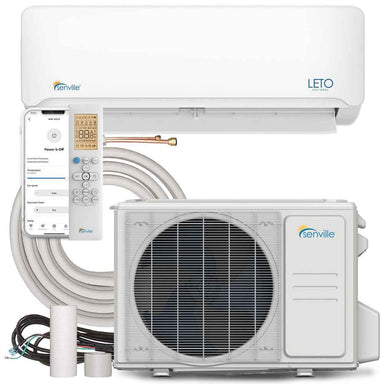 Senville 36000 BTU Mini Split Air Conditioner - Heat Pump - SENL36CD includes an indoor unit, outdoor unit, remote control, tubing, and smart app compatibility