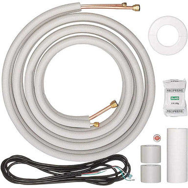 Senville 9000 BTU Mini Split Air Conditioner - Heat Pump - SENL09CD110V comes with insulated copper lines, wiring, and installation accessories