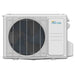 Senville 9000 BTU Mini Split Air Conditioner - Heat Pump - SENL09CD110V outdoor unit features a large fan behind a protective grille in a sturdy white metal casing