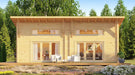 Set in a lush forest clearing, the GardenHouse24 USA Darcy 70 Garden Room features large front windows and a spacious double-door entrance