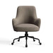 Shadow Ascend Linen Weave Crate & Barrel Bellevue Upholstered Office Chair in shadow gray upholstery with supportive arms and a black caster base