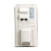 Shown from the side, ACiQ 9000 BTU Essentials 21 SEER2 Single Zone Wall Mount Mini Split Heat Pump System outdoor condenser has connection ports and a product label