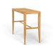 Side angle of Westminster Teak 5ft Laguna Teak Bar Table emphasizing its slim shape and reinforced legs