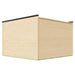 Side-back corner view of the GardenHouse24 USA Q Bic ALU 44A Garden Room highlights its seamless wooden panel construction and flat black-trimmed roof