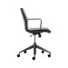 Side profile of Crate & Barrel Graham Black Office Chair with fixed armrests and adjustable height
