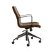 Side profile of Crate & Barrel Graham Brown Office Chair with adjustable height and caster wheels
