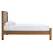 Side profile of Crate & Barrel Keane Solid Driftwood Queen Bed showing the full-length wood frame and simple modern design