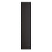 Side profile of Crate & Barrel Siena 34" Black Wood 4-Shelf Storage Bookcase with Drawer showcasing its slim black wood design