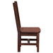 Side profile of Fireside Lodge Barnwood Prairie Dining Side Chair highlighting the thick wood seat and supportive rails