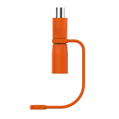 Side profile of Jackery Adapter DC7909 to DC8020 with the orange tethered cap hanging beside the adapter body