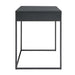 Side view of Crate & Barrel Casement 60" Black Metal Desk showing its slim black metal frame