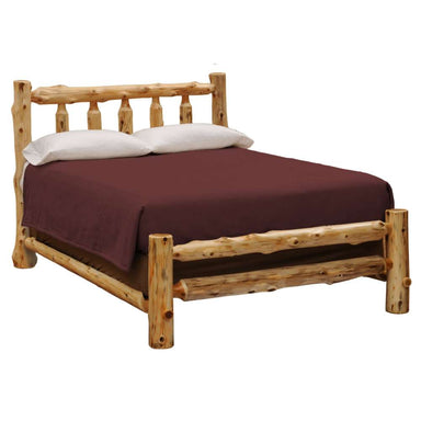 Side view of Fireside Lodge Voyageur Ranch Bed - Assembled shows chunky log posts and a rustic cabin-style design