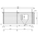 Side-view schematic shows the spacing and placement of the windows and exterior walls of the GardenHouse24 USA Skanderborg 90 Garden Room