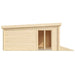 Side angle reveals the sleek sloped roof and double glass doors of the GardenHouse24 USA Henning 70 Garden Room