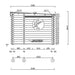 Side elevation blueprint of the GardenHouse24 USA Sauna Tuuli 90 Garden Room displaying wall measurements and the position of the circular window and ventilation set