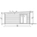 Side elevation blueprint shows the height and structural details of the GardenHouse24 USA Henning 70 Garden Room