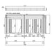 Side elevation diagram of the GardenHouse24 USA Sauna Giusto 70 Garden Room, labeling window and wall placements with dimensions