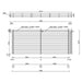 Side elevation drawing details the wall assembly and height measurements of the GardenHouse24 USA Carport Kampen 44 Garden Room