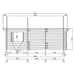 Side elevation drawing displays the wooden beam structure and vertical measurements of the GardenHouse24 USA Farum 70 Garden Room