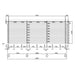 Side elevation drawing of the GardenHouse24 USA Miriam 44C Modern Garden Room, displaying wall construction, panel spacing, and structural components