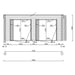 Side elevation schematic shows symmetrical window layouts and precise construction dimensions for the GardenHouse24 USA Sauna Dolce 70 Garden Room