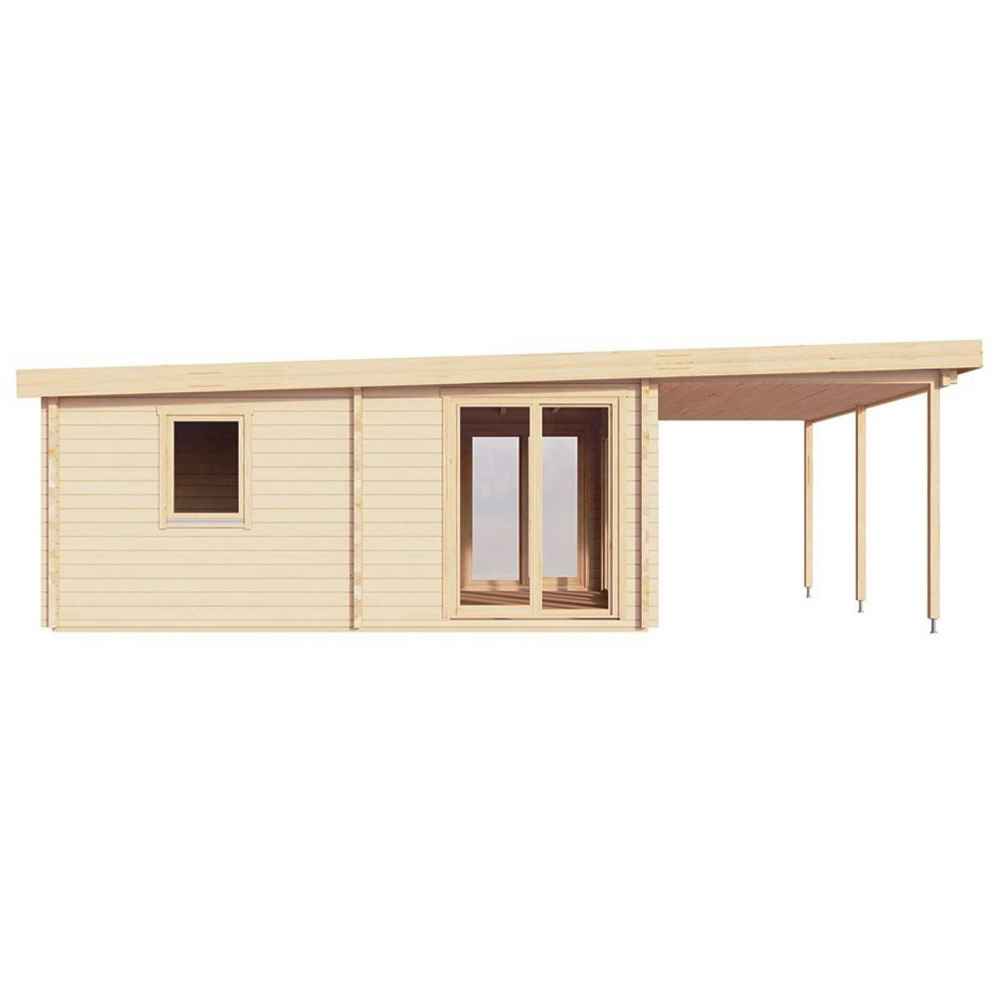 Side perspective captures the GardenHouse24 USA Taunus 70 VD Garden Room with its rectangular shape and spacious windows