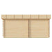 Side profile of the GardenHouse24 USA Sauna Forte 70 Garden Room, showcasing a sleek, minimalist wooden wall with no windows or openings