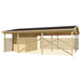 Side view of the GardenHouse24 USA Carport Hugo 44 Garden Room shows its full wooden frame with open slatted sides and a dark roof
