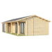 Side view of the GardenHouse24 USA Casablanca 70 Garden Room shows its long wooden walls and clean lines under a dark sloped roof